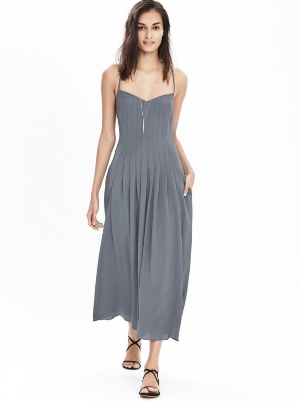 Banana Republic Gray Maxi Dress Dark Size 6